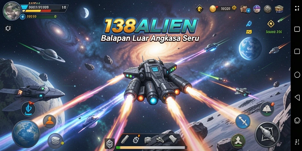 Tangkapan layar menarik dari gameplay balapan luar angkasa 138ALIEN.