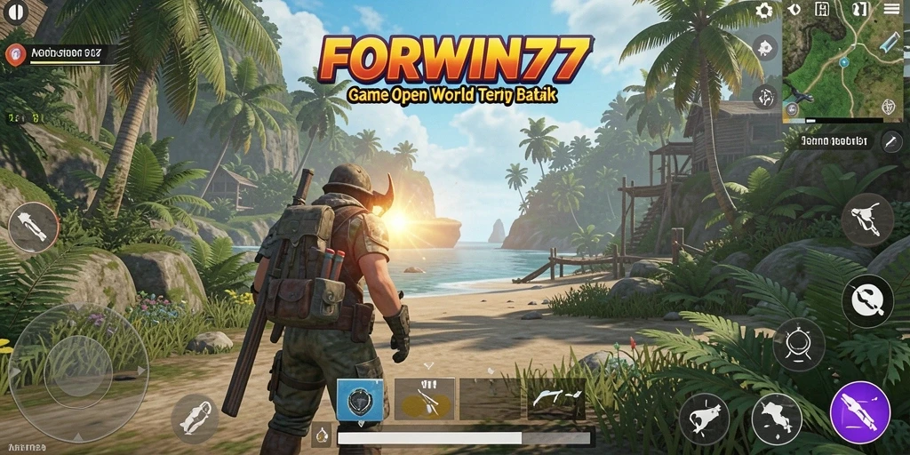 Tangkapan layar gameplay FORWIN77 yang menampilkan dunia terbuka yang menakjubkan.