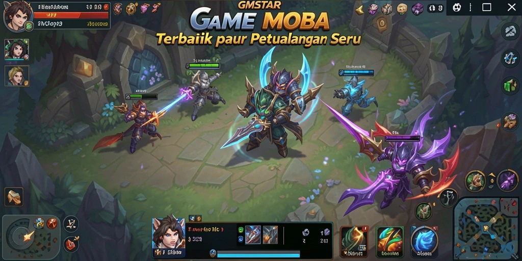 Gameplay seru GMSTAR dengan pertarungan tim yang menarik.