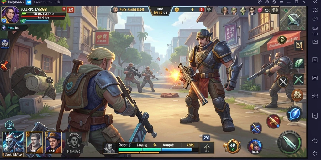 Tangkapan layar gameplay menunjukkan pertempuran seru dan strategi di KURNIA898.