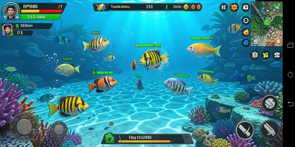 Screenshot menampilkan gameplay seru Tembak Ikan di RP886.