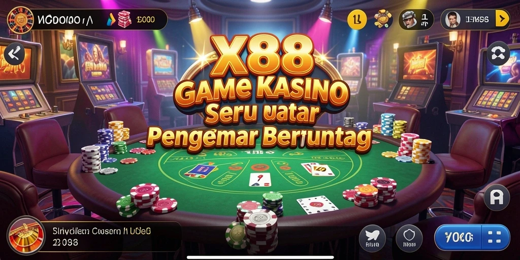 Tampilan gameplay Kasino yang seru dan mendebarkan di aplikasi X88.